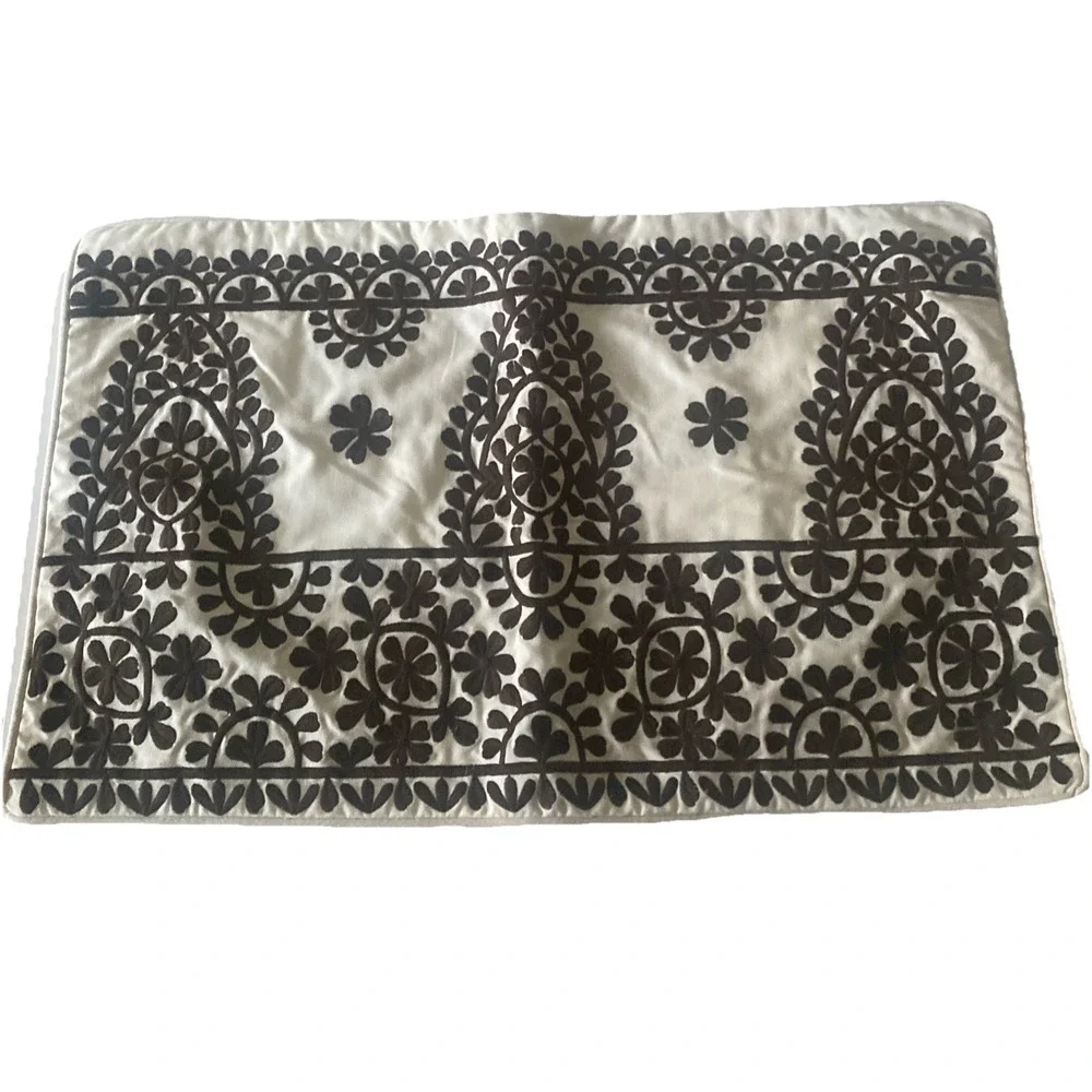 Pottery Barn Embroidered Lumbar Pillow Cover 16x26
